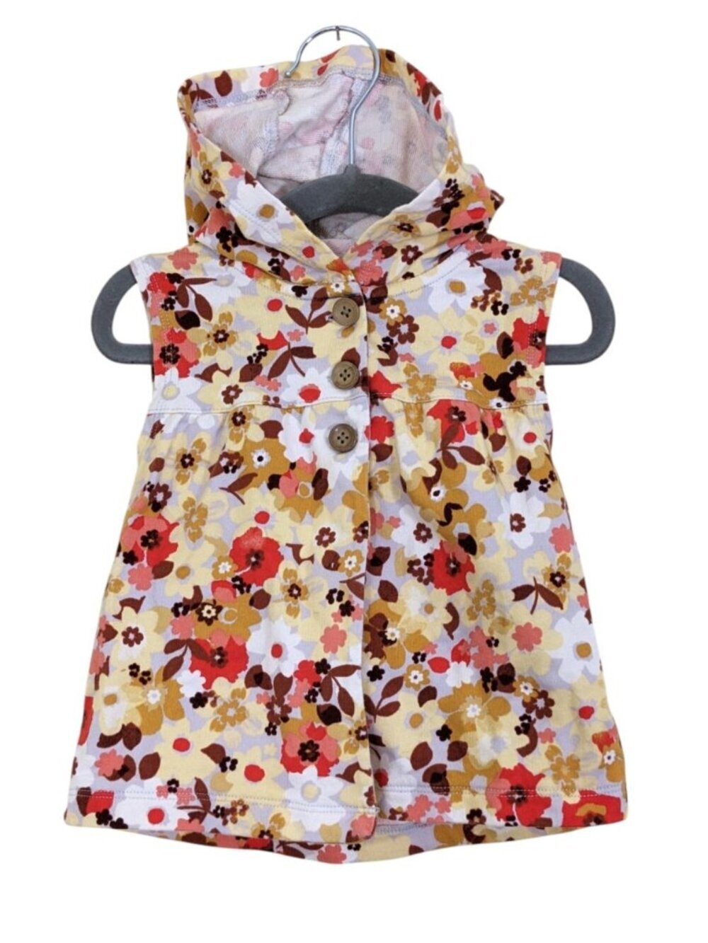Carters Girls Sleeveless Floral Hooded Vest Size 24 months Cotton